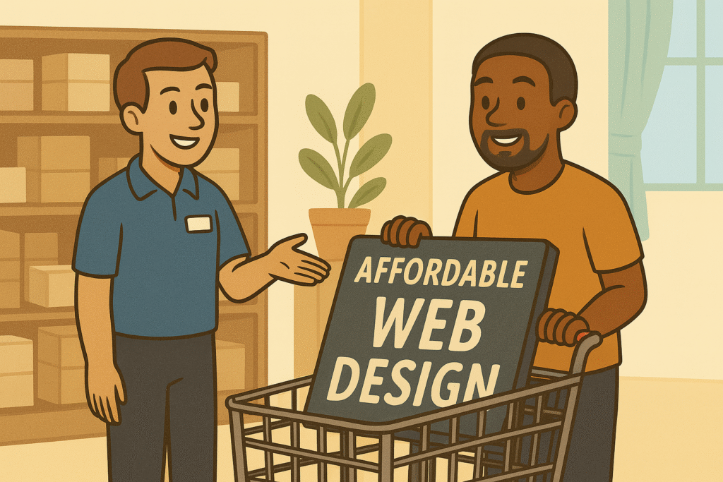 Affordable web design a client putting in his cart