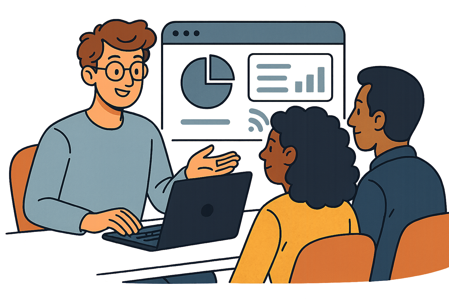 Freelancer helping new clients with their small business