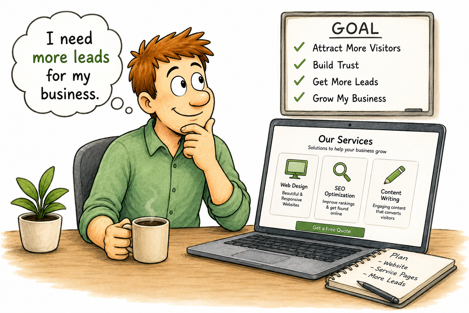 Service page and local business profile working together to attract new customers.