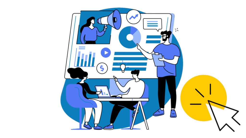 Illustration showing keyword research process for faceless marketing strategy