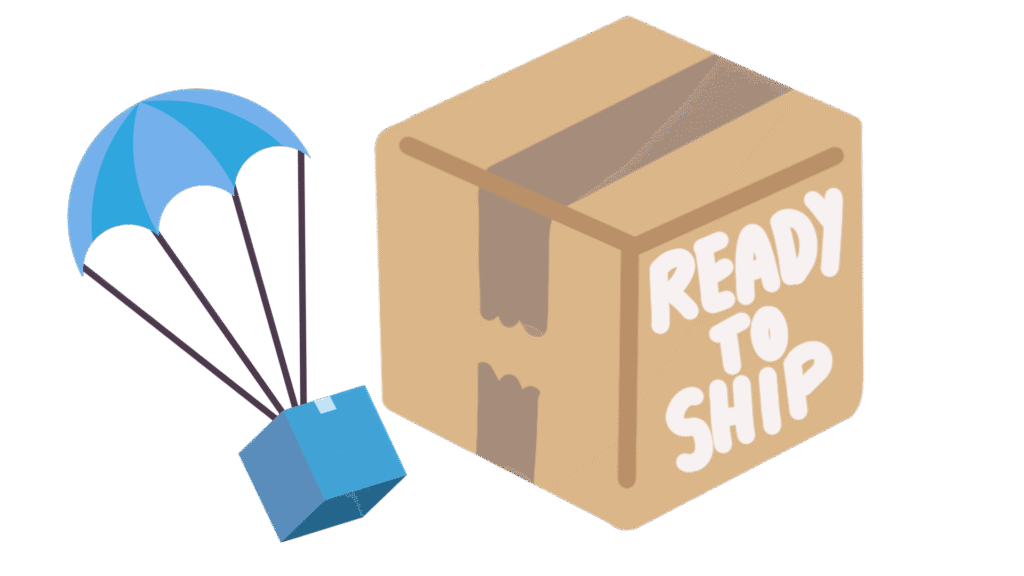 Faceless droppshipping marketing concept graphic with content and keyword placement icons