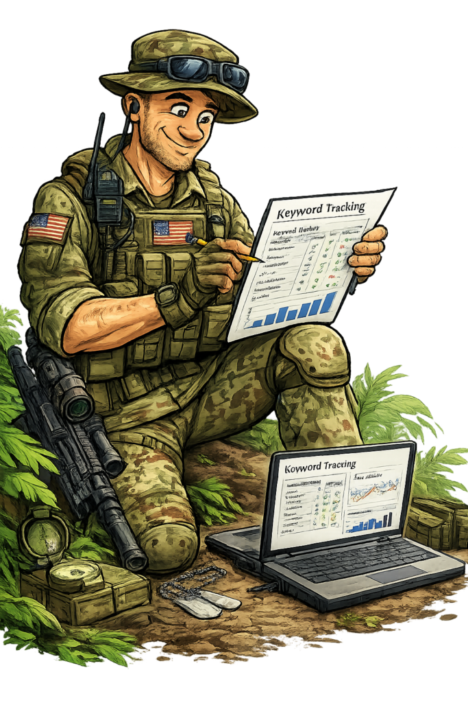 SEO keyword tracking dashboard in Ahrefs showing desktop rankings, mobile rankings, and competitor performance data.