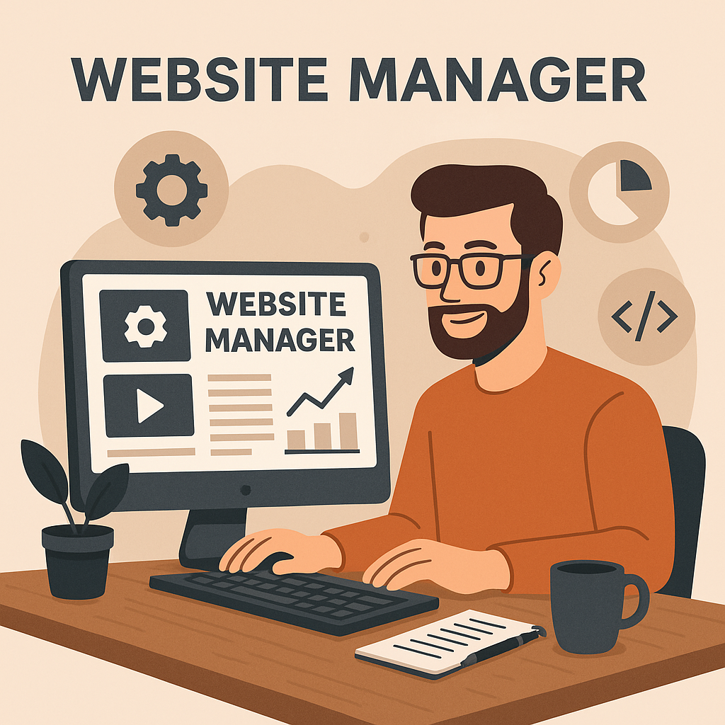 Website Manager helping his client build his website
