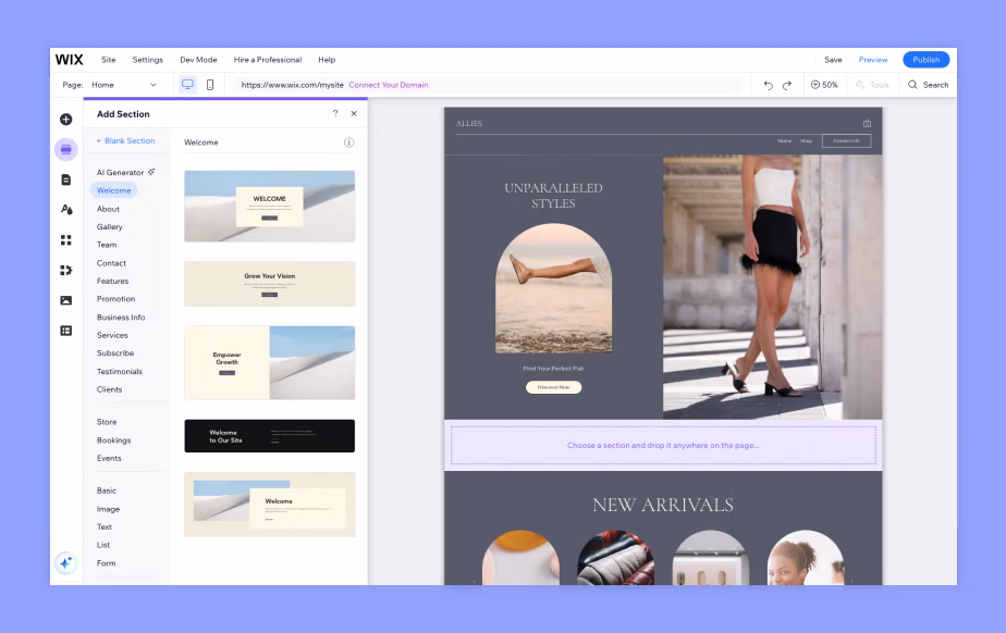 Wix Image showing the best web authoring tools