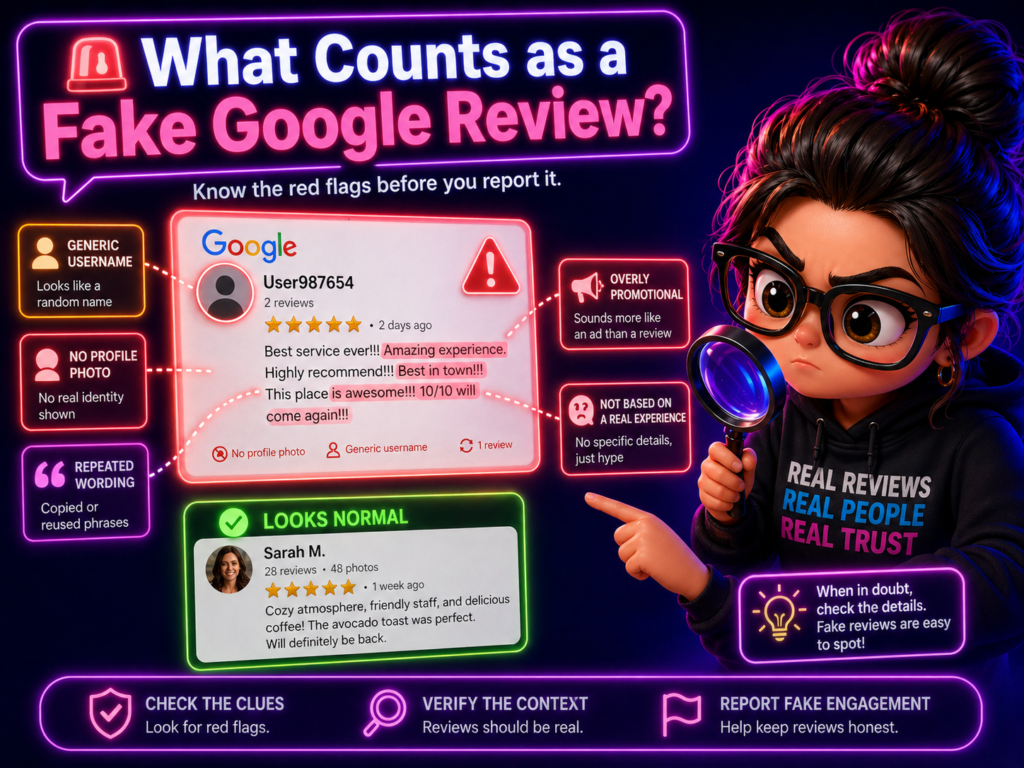 Business owner learning how to report a fake Google review and protect their online reputation.