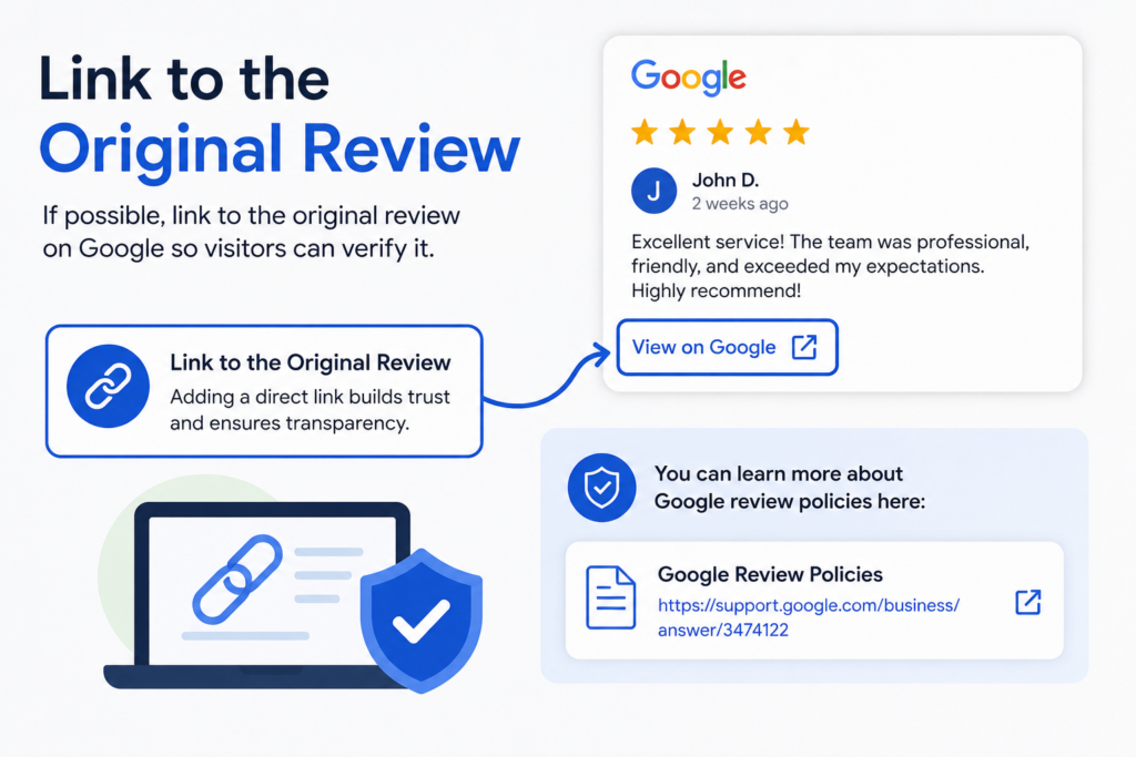White review card showing positive customer feedback, simple and modern design, easy readability, builds trust, and supports strong online reputation