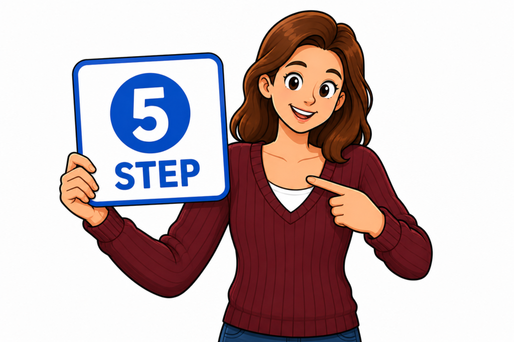 Businesswoman holding a Step 4 sign showing International SEO Keyword Research for global SEO planning and international audience targeting.