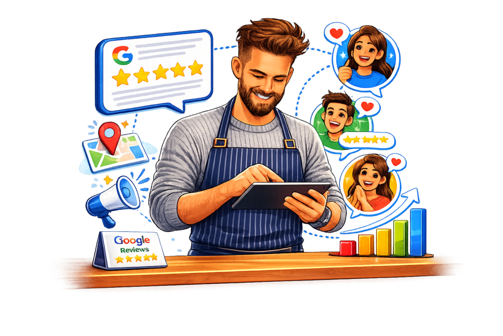 man using method to get more reviews
