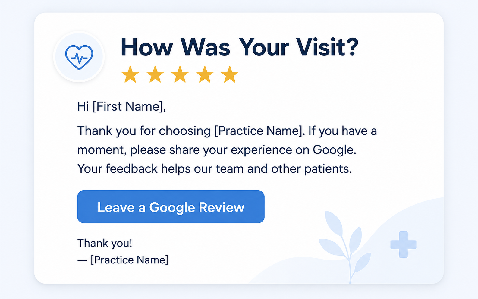 Google Calendar workflow for requesting honest patient reviews after appointments