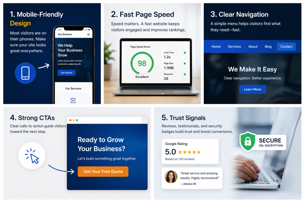 Laptop showing website page speed score and performance metrics for site optimization