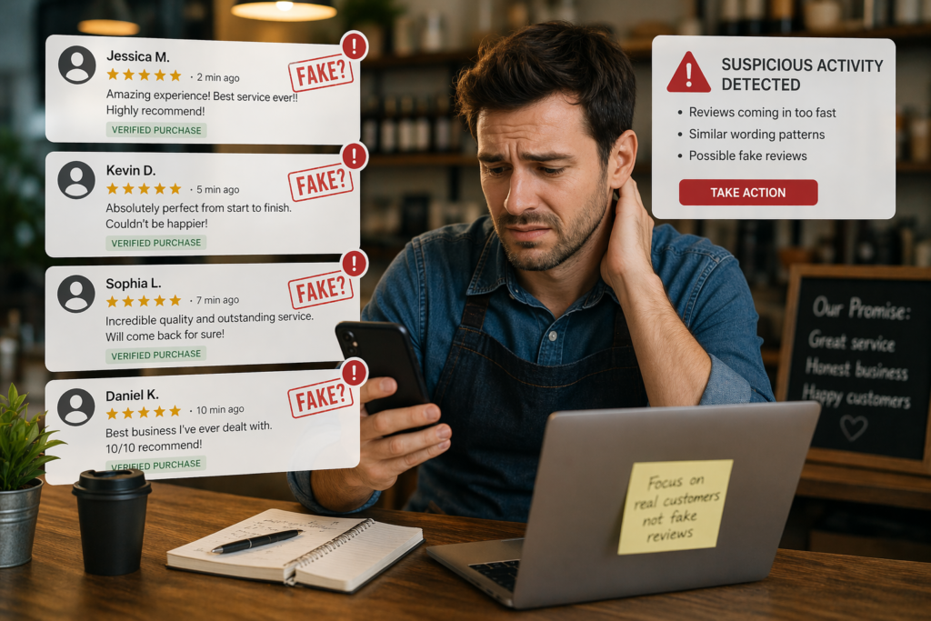 Business owner getting fake reviews