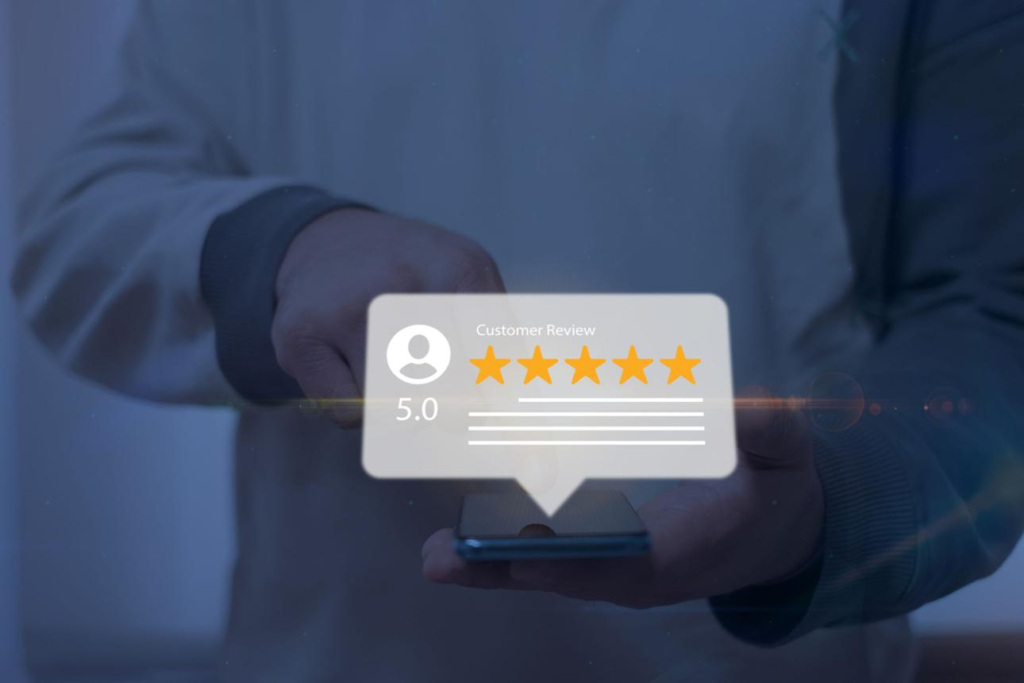 Happy client sharing a positive Google review