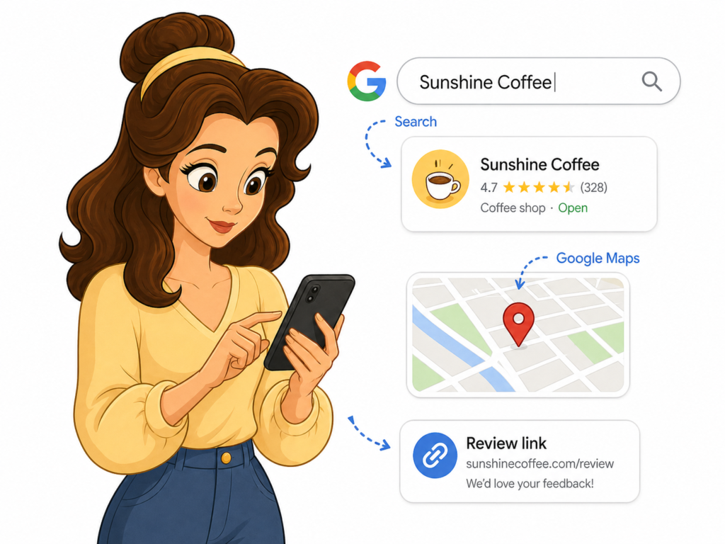 Customer selecting a star rating before writing a Google review.