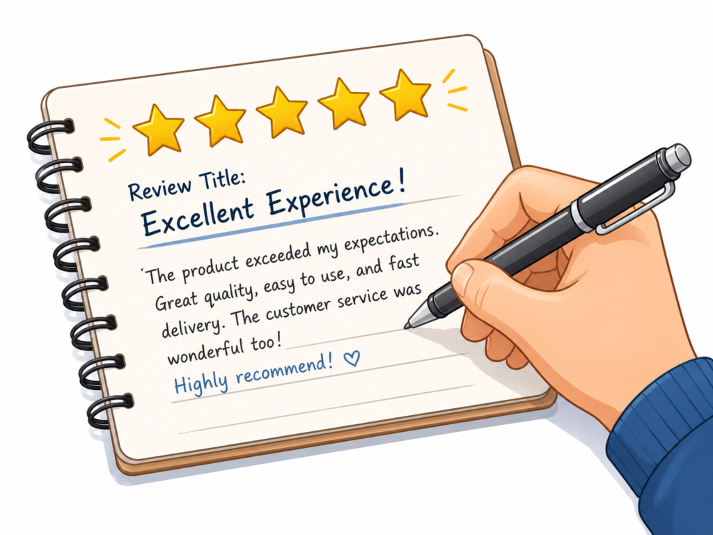 Google review page showing where customers can rate their experience.
