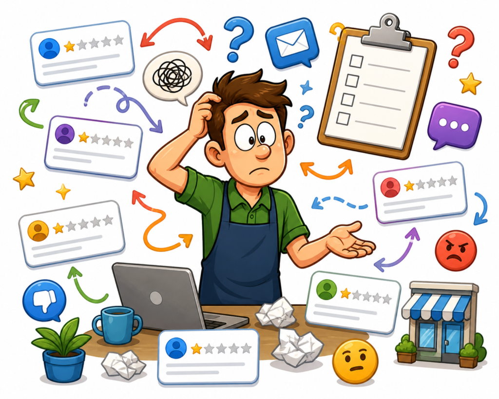 Customer review management tools for improving local business visibility.