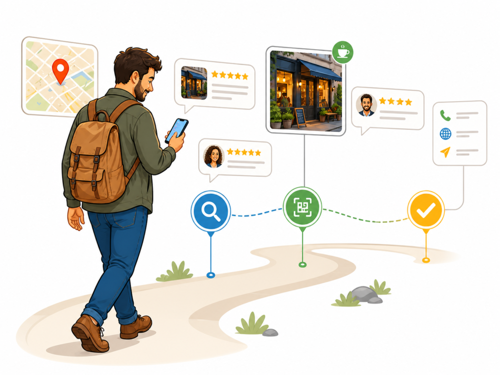 Google Maps reviews customer mindset showing star ratings, business photos, and review details shaping fast buyer decisions online.