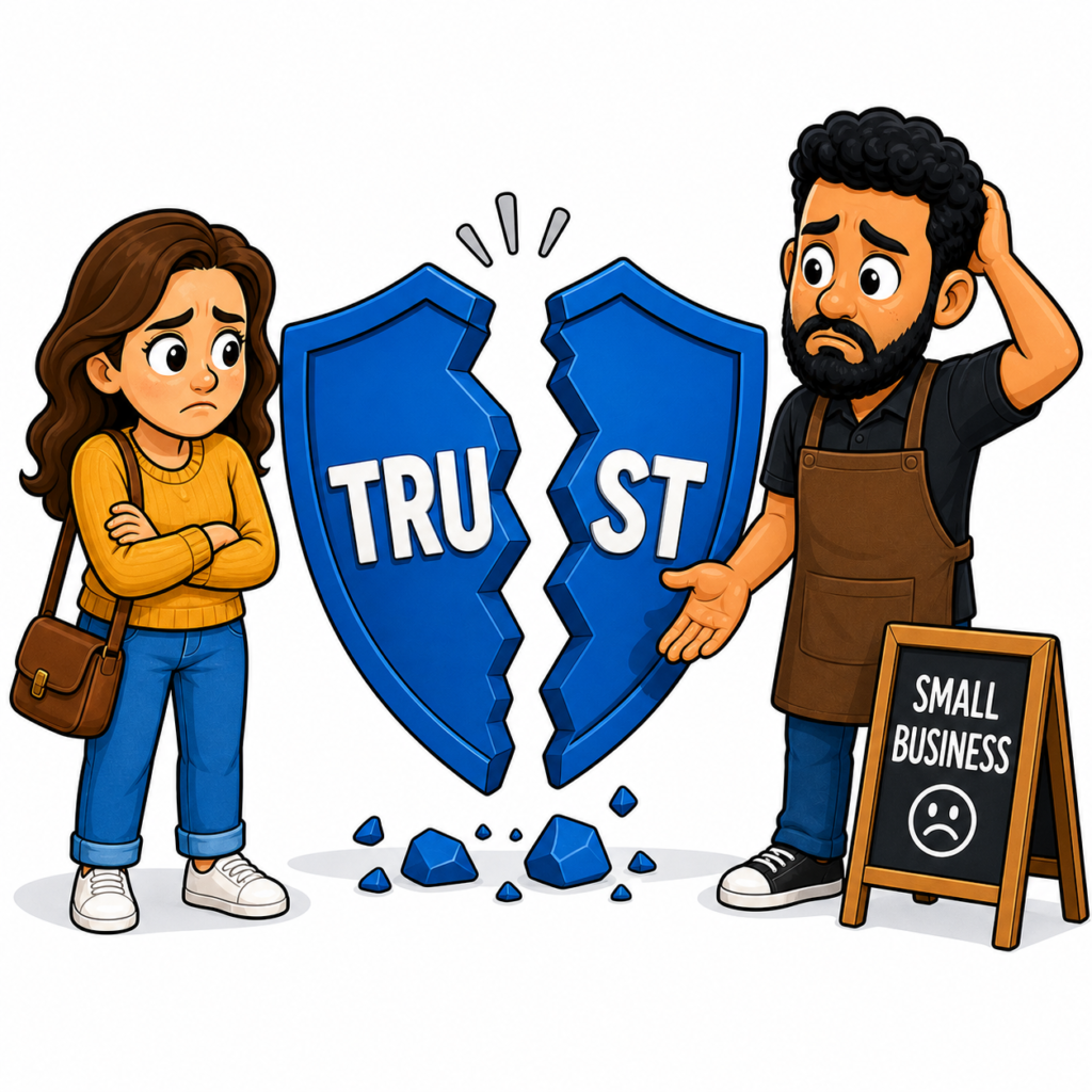 Customer checking Google Maps reviews customer mindset clues like photos, ratings, response quality, and review freshness before making contact.