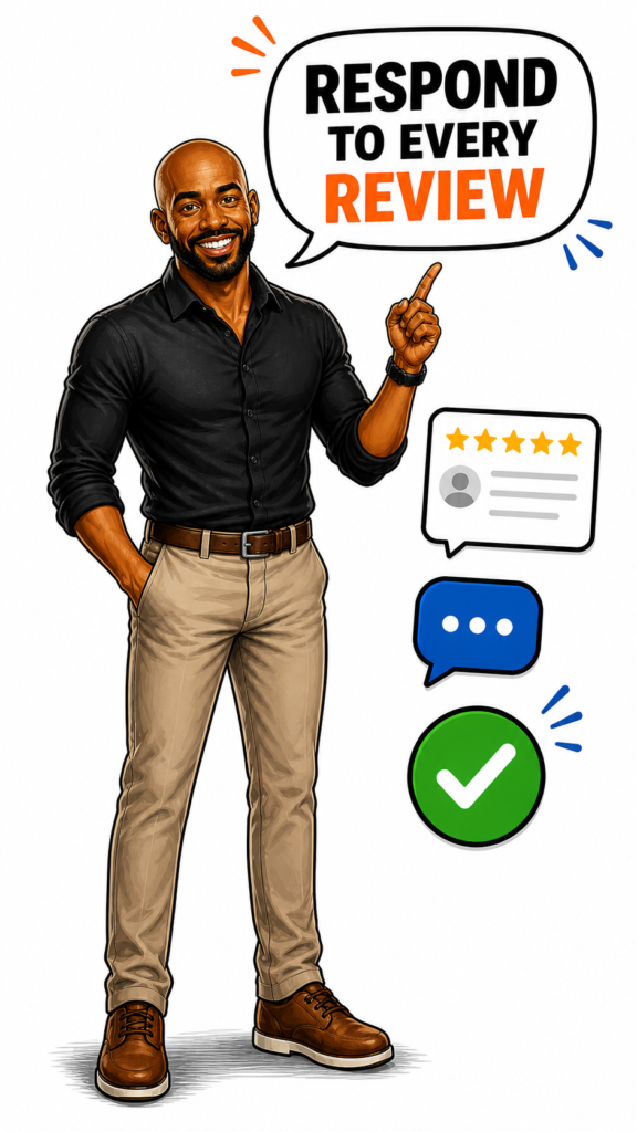 Business owner checking review progress and learning how Google reviews organically help attract more local customers online.
