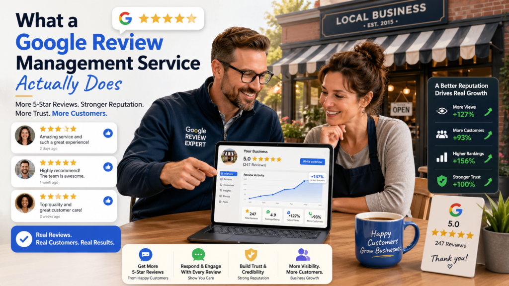 Google review response service helping businesses engage with customers.