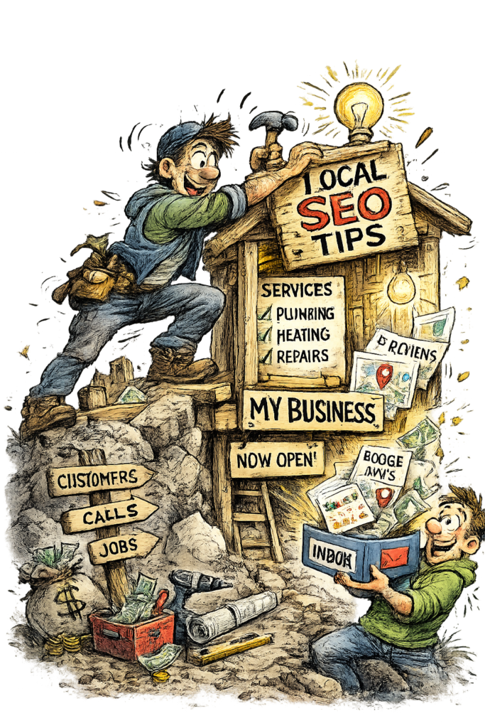 Business owner using optimized service pages to drive calls, quotes, and website inquiries.