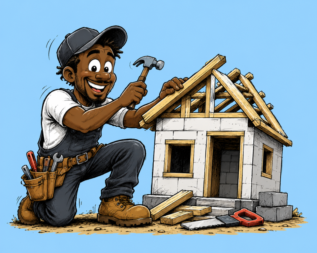 Man fixing roof