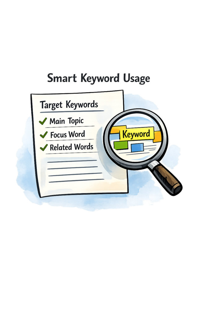 Magnifying glass over search results representing SEO performance, keyword visibility, website authority, organic traffic, and improved Google ranking factors.